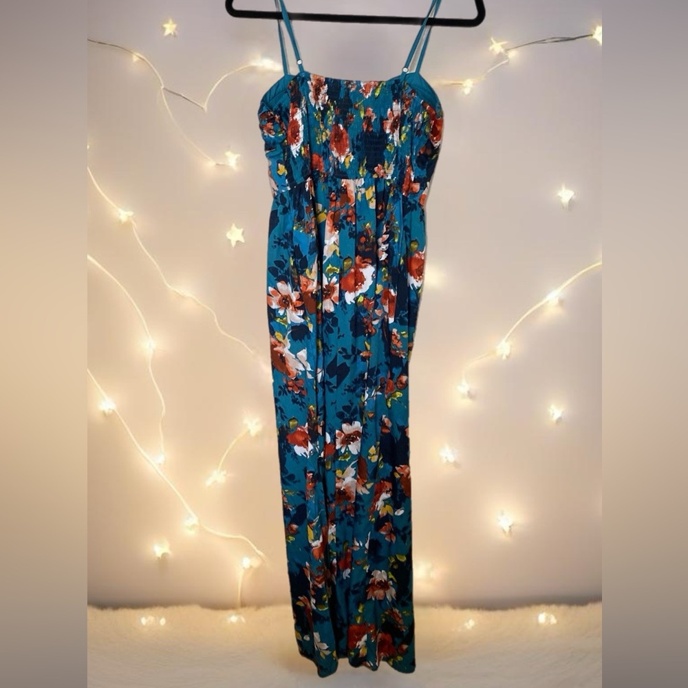Band of Gypsies Blue Bustier Tiered Maxi Dress